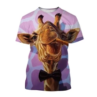 2022 funny animal t shirt men summer giraffe 3d print short sleeve t shirt fashion casual prairie animal harajuku streetwear top