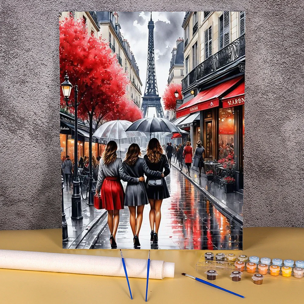 Набор для рисования по номерам на холсте башня пейзаж сделай сам без рамки