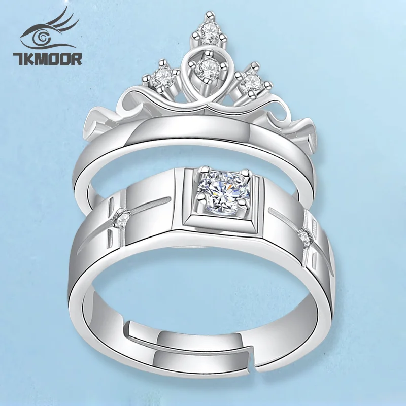 

New Stamp Silver Color Classic Crown Ring Set For Women Lover Fashion Adjustable Ring Women Anniversary Jewelry Accessories Gift