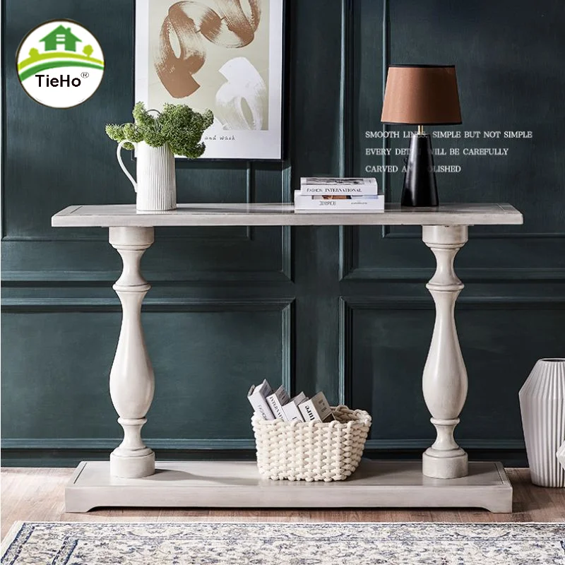 

American Vintage Luxury Solid Wood Console Table Retro Decor Living Room Hallway Console Table Home Furniture White 120cm