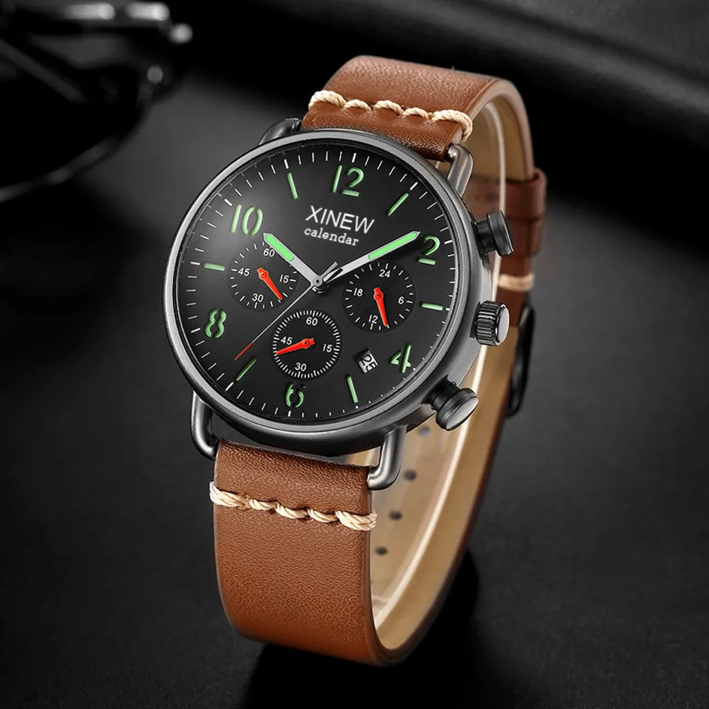 

Fashion Sport Men's Alloy Case Leather Band Quartz Analog Wrist Watch Relogio Masculino Reloj Hombre Montre Homme Pagani Design