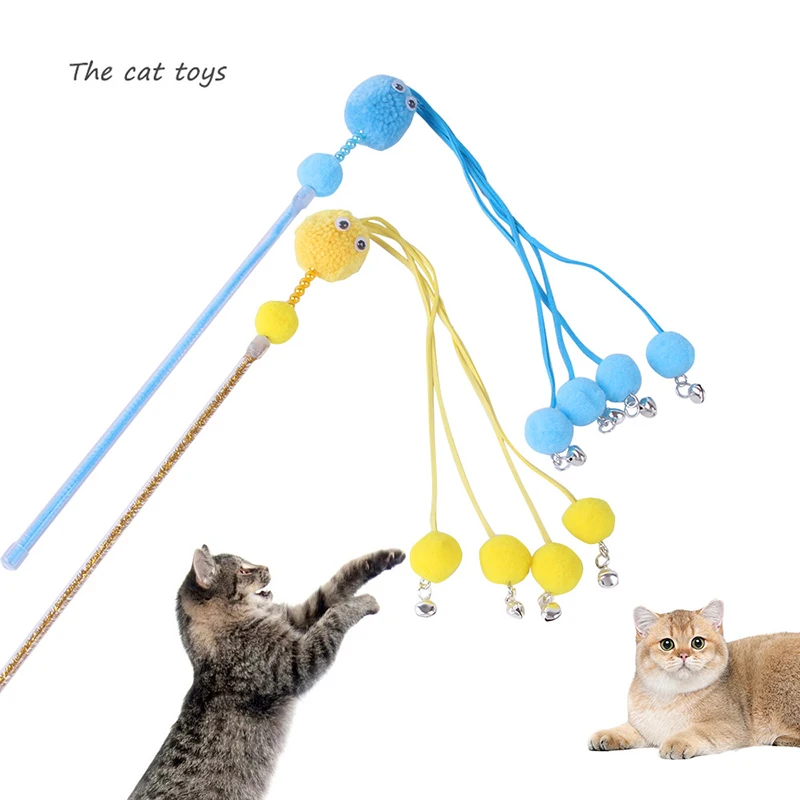 

Hairball Bell Toys Kitten Funny Rod Cat Wand Toys Plastic Pet Cat Interactive