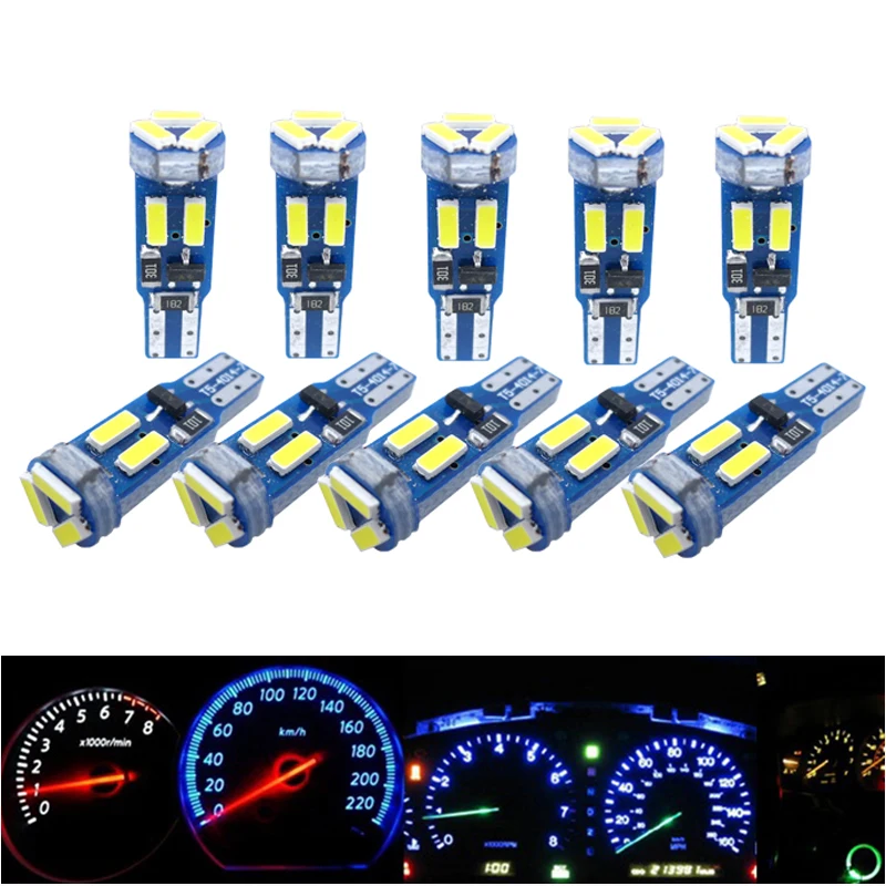 

10pcs T5 Led Bulbs W3w W1.2w 17 37 73 74 Auto Led Lamp Car Dashboard Instrument Light Bulb 12v White Blue Red Yellow Green Pink