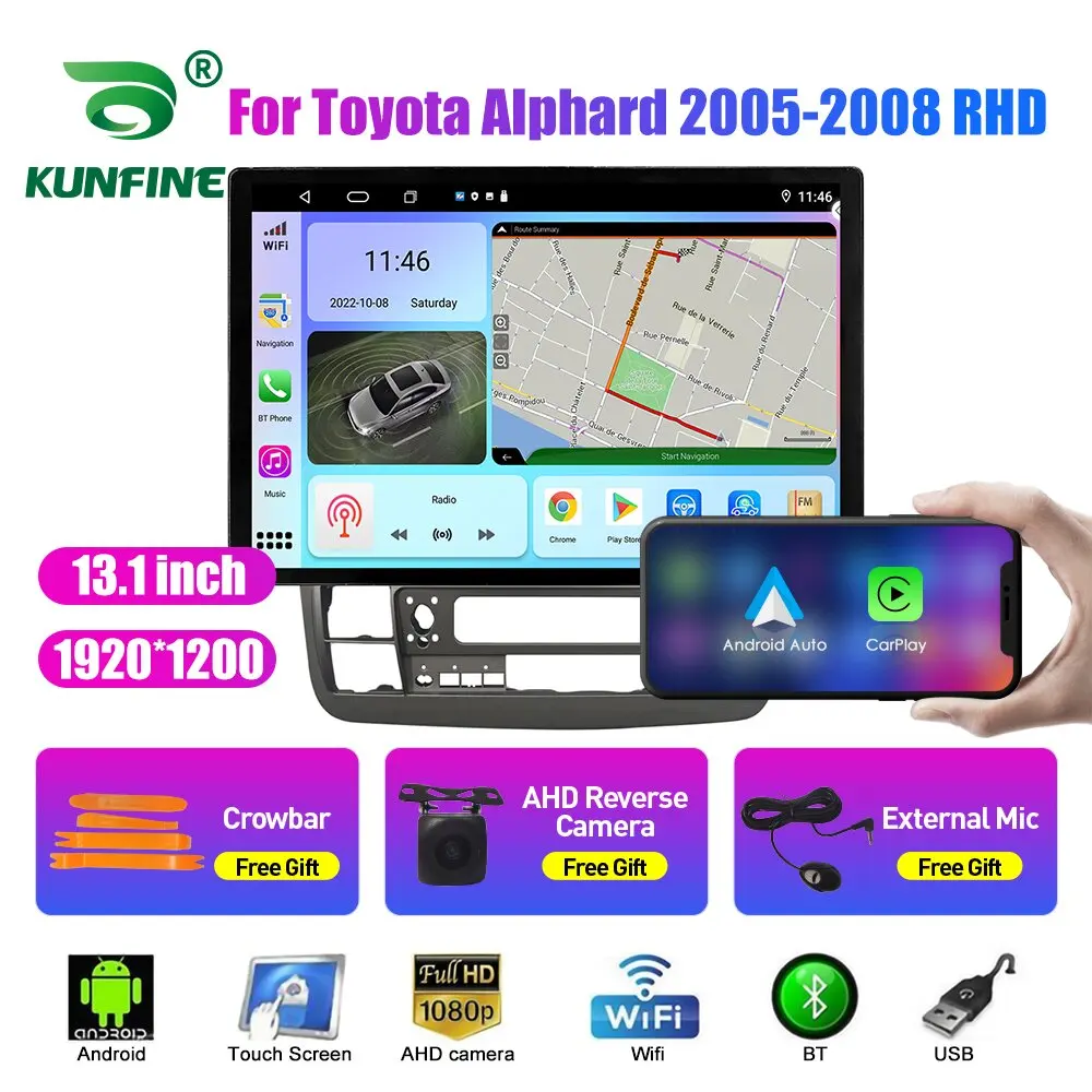 

Автомобильный радиоприемник 13,1 дюйма для Toyota Alphard 2005 2006-08, автомобильный DVD GPS-навигатор, стерео Carplay 2 Din, центральный мультимедийный Android авто