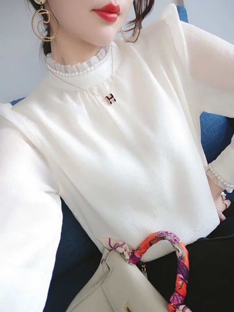 Шифоновая рубашка Fairy на флисовой подкладке женская осенне-зимняя новинка с