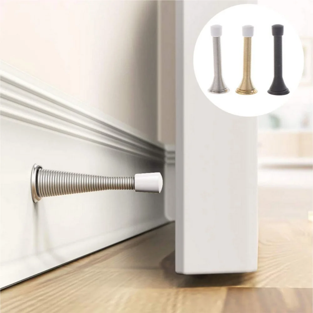 

Spring Door Stops Brass or Chrome Stoppers Spring Loaded Spiral Buffer Protector