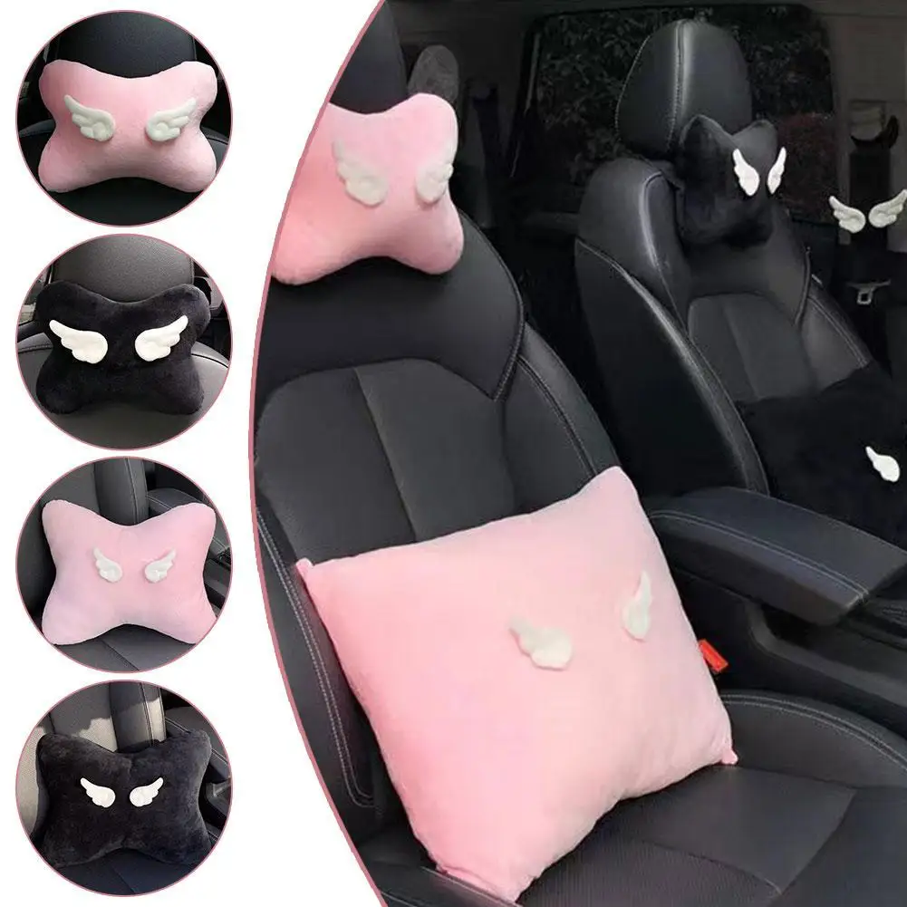 Автомобильный подголовник милые розовые крылья защита шеи подушка для головы