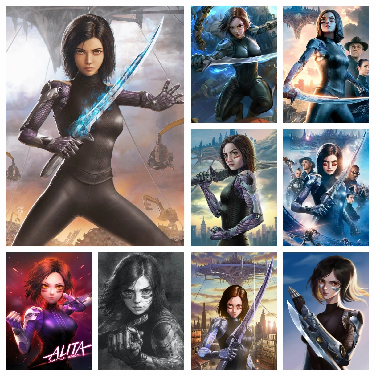 

Alita Battle Angel Film Diamond Rhinestones Painting Science Fiction Movie Cross Stitch Embroidery Picture Art Mosaic Home Decor