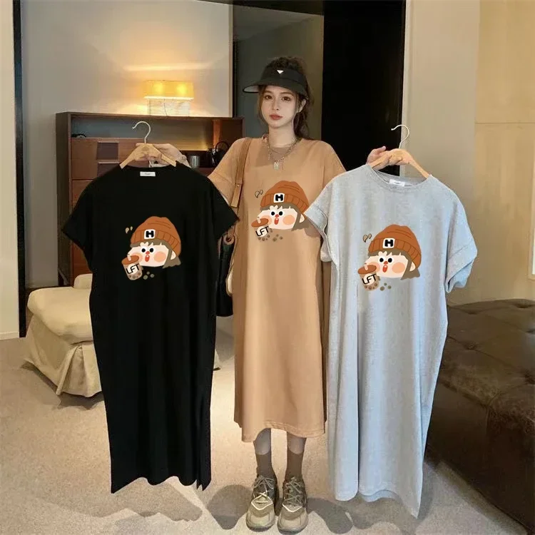 Модное женское летнее и осеннее платье с короткими рукавами принтом в Европе США