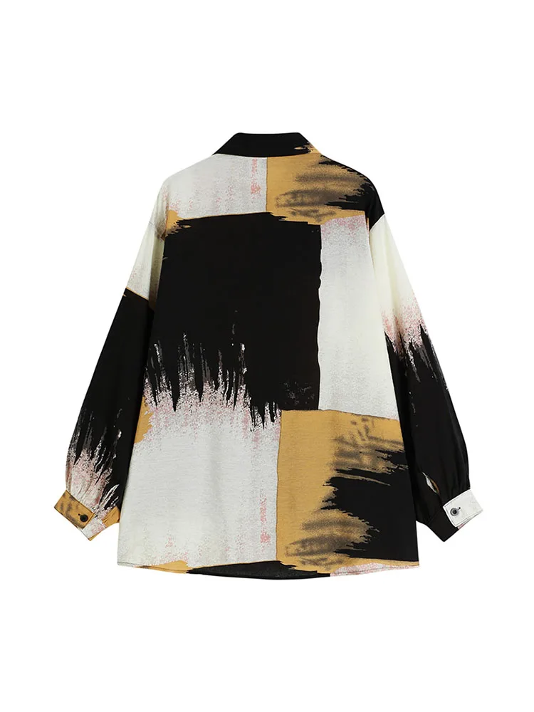 Женские винтажные модные блузки с масляным принтом уличная одежда рубашки