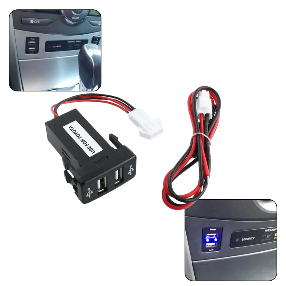 

Car Charger Dual USB Charger 5V 4.2A 2 USB Port Power Adapter Socket For Toyota Fits Most For Toyota Switch Hole