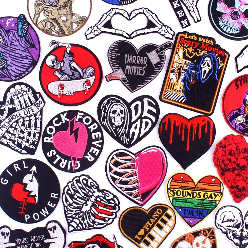 Нашивка в стиле панк аппликация виде любящего сердца черепа нашивки для одежды