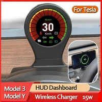 for tesla model 3 model y lcd display hud head up display wireless charger fast charging holder multimedia refit