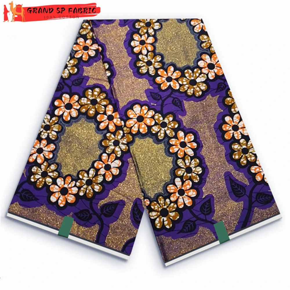 

Grand Super 100% Cotton African Wax Fabric High Quality Wax Print Ankara Fabric For Sewing 6yards Women Fabric VL-97