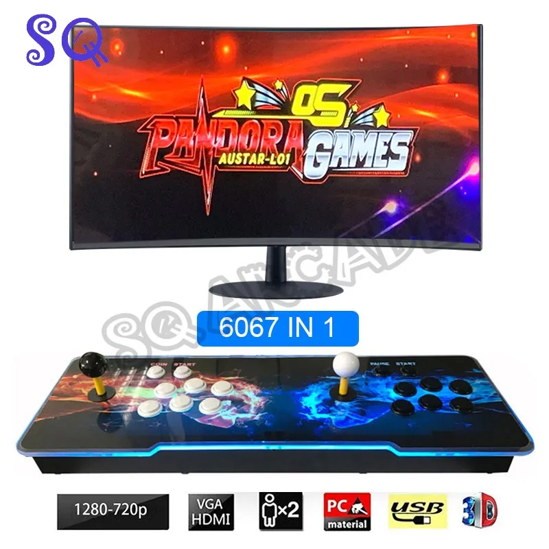 3D Arcade Pandora OS 6067 in 1 Jamma Game Console VGA HDMI Output Coin Operated 4 Player for Arcade Fighting Machine Cabinet