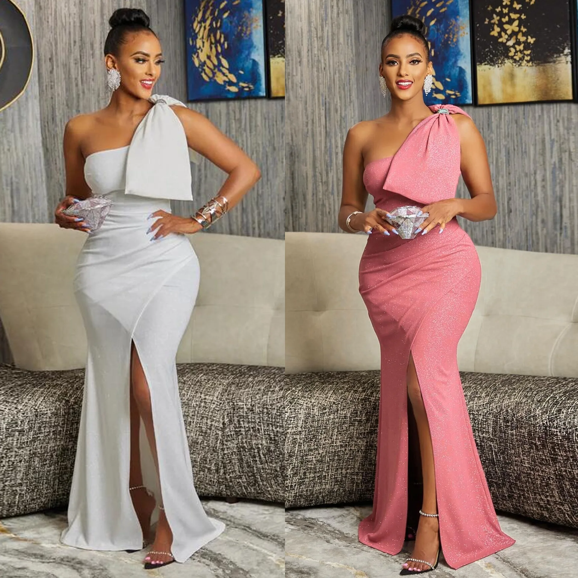 

Elegant Women Long Maxi Dress Bow Tie Shoulder Sleeveless Solid Evening Dress 2023 Summer Sexy Backless Night Party Vestidos