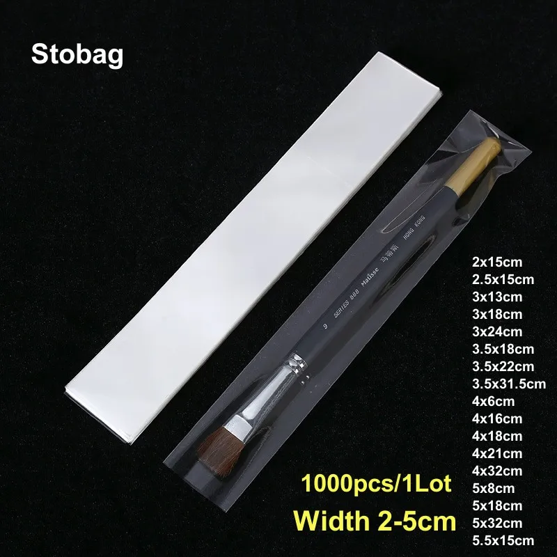 

StoBag 1000pcs Wholesale Cellophane Top Open Bag Transparent Long Jewelry Pen Necklace Gift Packaging Plastic Clear Pouches