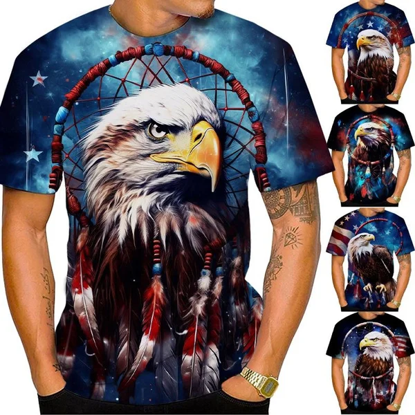 

Summer Street Hip-Hop Pattern American Flag Fashion T-Shirt Cool Eagle 3D Printed Casual T-Shirt