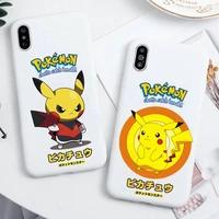 cartoon anime pikachu phone case for iphone 13 12 11 pro max mini xs 8 7 6 6s plus x se 2020 xr candy white silicone cover