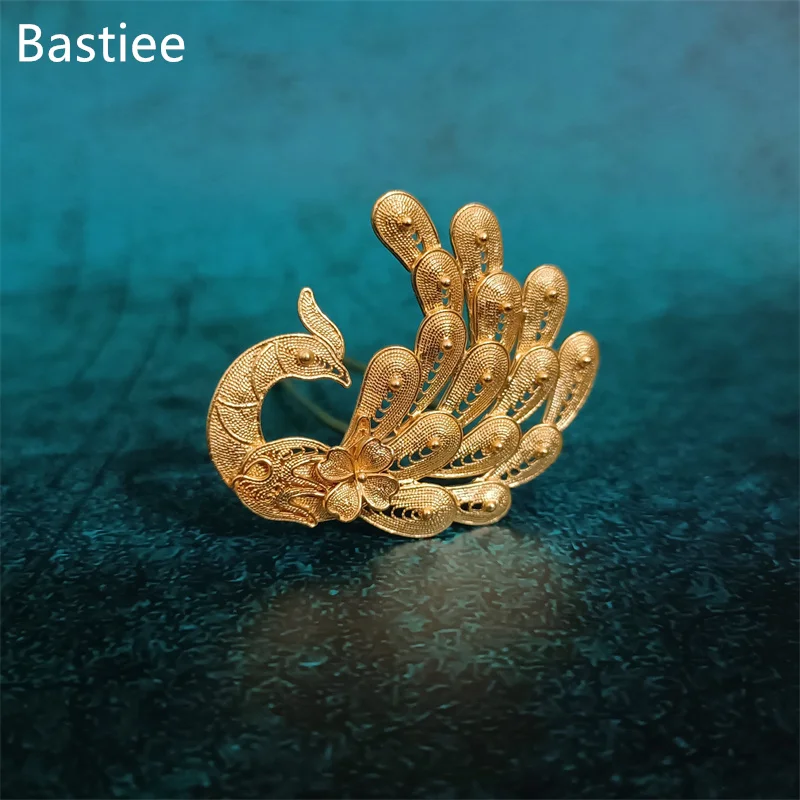 

Bastiee Hairpins 999 Sterling Silver Gold Plated Ethnic Peacock Hair Accessories Chinese Classical Elegant Hanfu Hair Jewelry