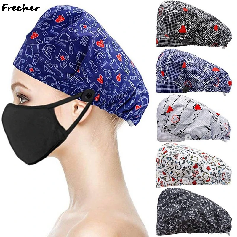 

Dentist Working Hats Pet Shop Nurse Hat Women Men Workshop Long Hair Wrap Dustproof Scrubs Caps Health Service Headwear Cotton