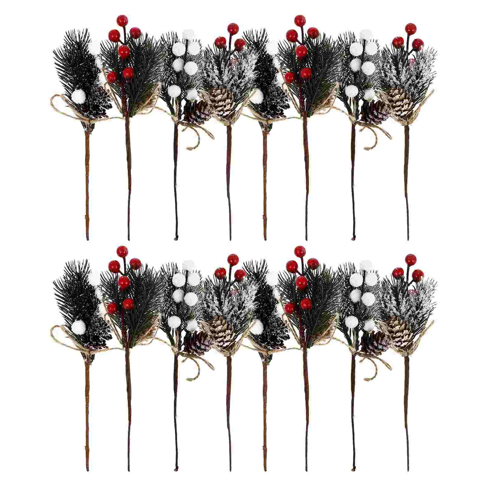 

Picks Pine Berry Christmas Artificialspray Pinecone Holly Stemsdecorative Assorted Berries Pinecones Coneswith Faux Branches Red