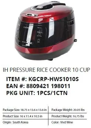 

Компактная плита IH CRP-HWS1010S - 10 чашек, (черный + яркий цвет вина)
