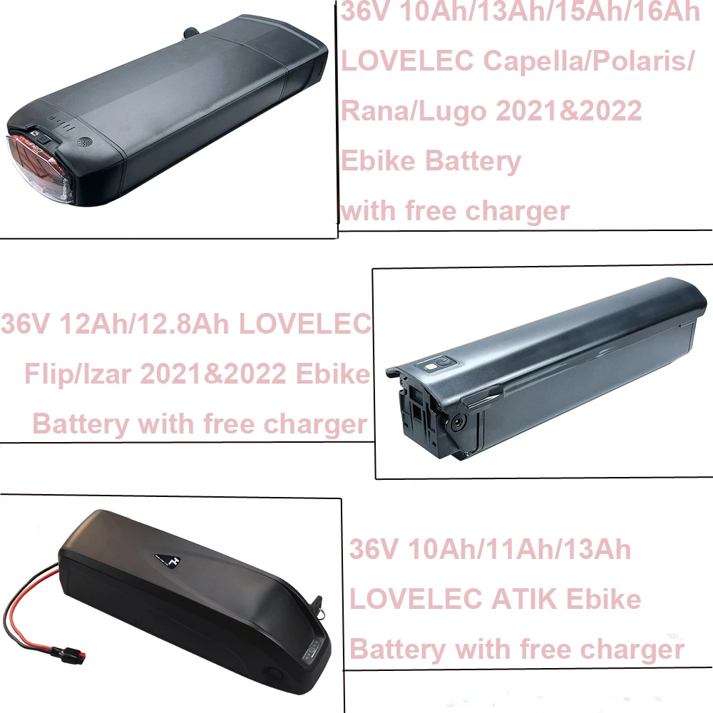 Rear Carrier E-Bike Battery Integrated 36V 10Ah 12Ah 12.8Ah 13Ah 15Ah 16Ah for LOVELEC Capella Polaris Rana Lugo ATIK Flip Izar