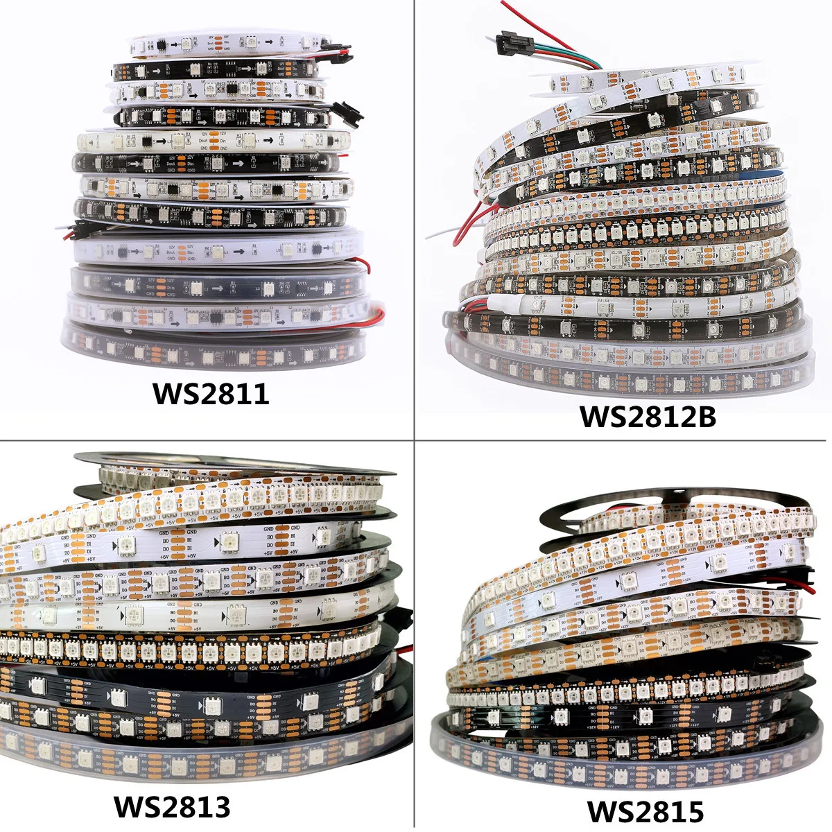 

WS2812B WS2811 WS2813 WS2815 30/60/pixels/leds/m RGB LED Strip Individually Addressable Tape Light IP30/IP65/IP67 DC5V DC12V