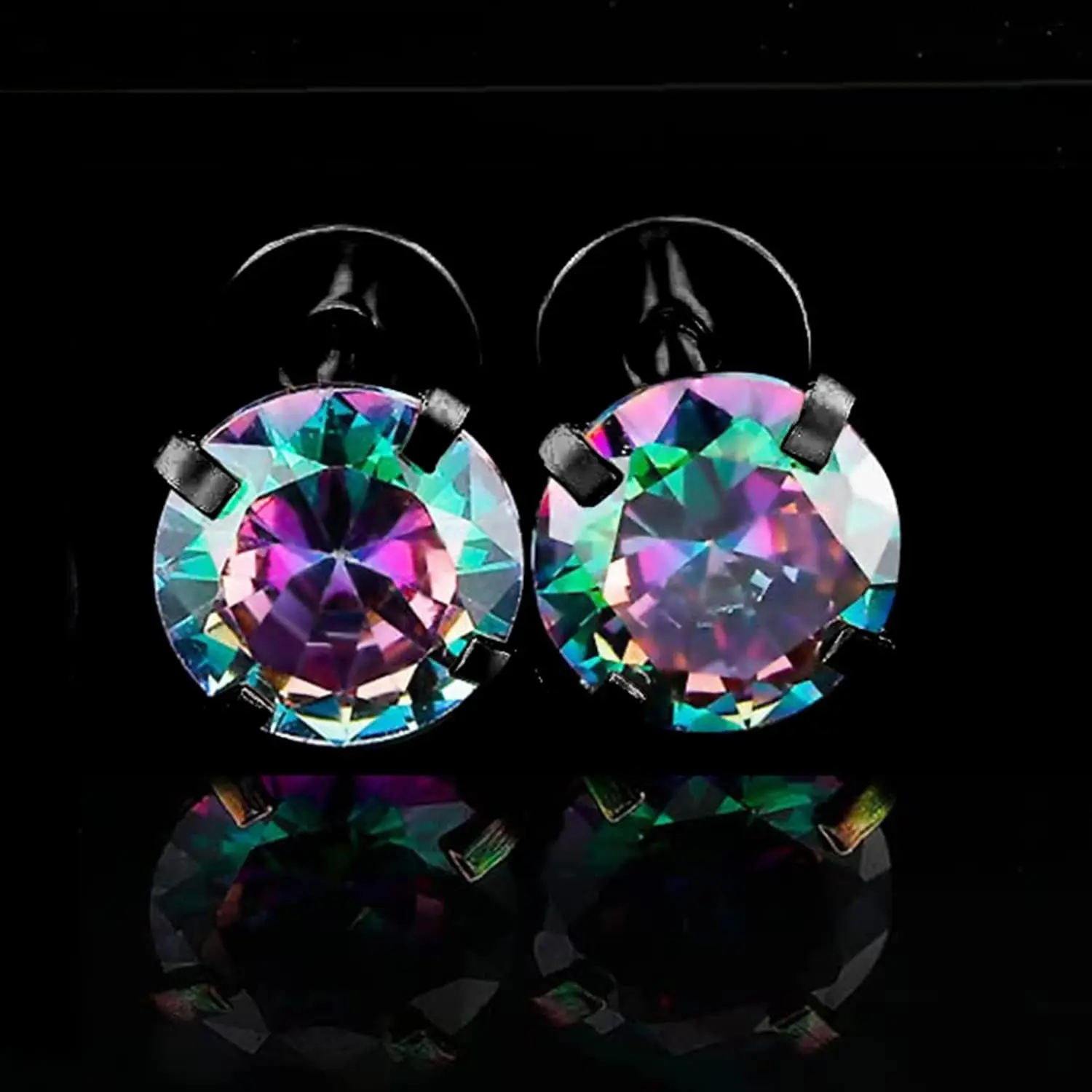 2/4 пары двухсторонних квадратных круглых серег-гвоздиков из нержавеющей стали с