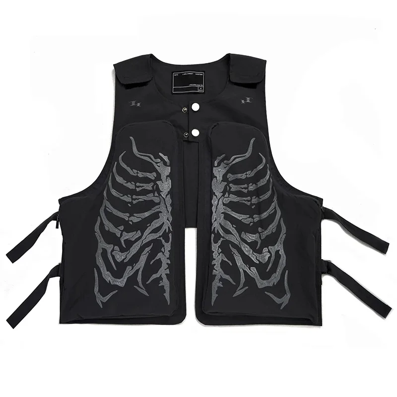 

2022 Hip Hop Punk Fashion Designer Vest Men's Adjustable Skeleton Vest One Size Men and Women Streetwear Gothic Clothing