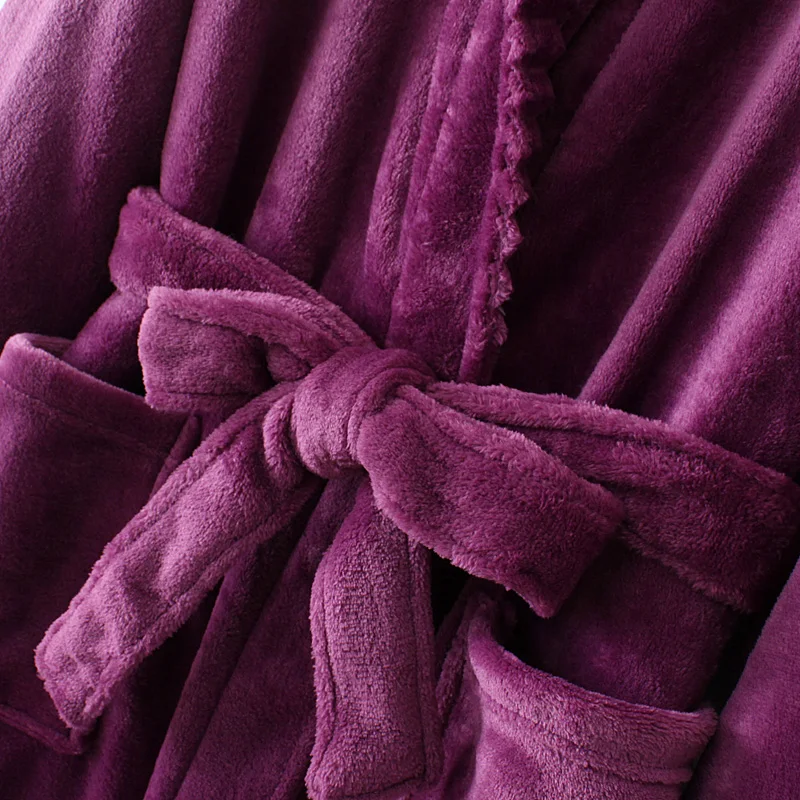 Sleepwear For Women Men Thermal Flannel Robe Long Hooded Warm Bathrobe Lovers Thick Kimono Bath Robe Male Dressing Gown Robes