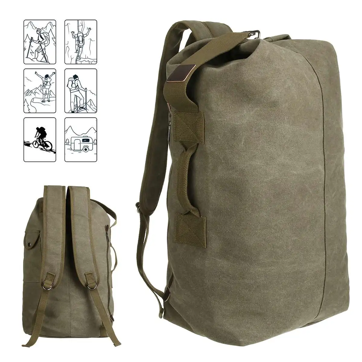 

Canvas Backpack Men's Bag Outdoor Sports Duffle Bag Travel Rucksack Hiking Backpacks Fishing Bag Campong Bags Backpack EU STOCK