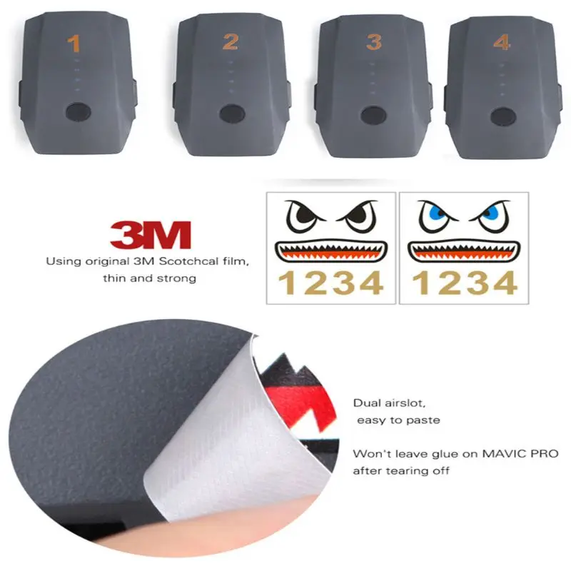

1Set Battery Body Sticker Shark Adhesive Art Decals for dji Mavic Mini Drone
