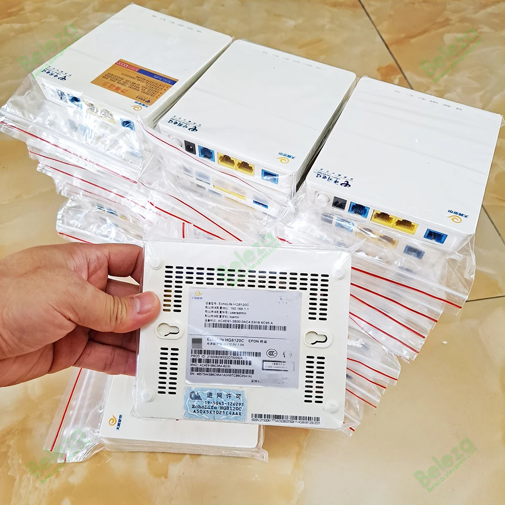 Оптоволоконный маршрутизатор с адаптером питания 10 шт. HG8120C EPON GPON XPON 2FE 100mbs ONU две