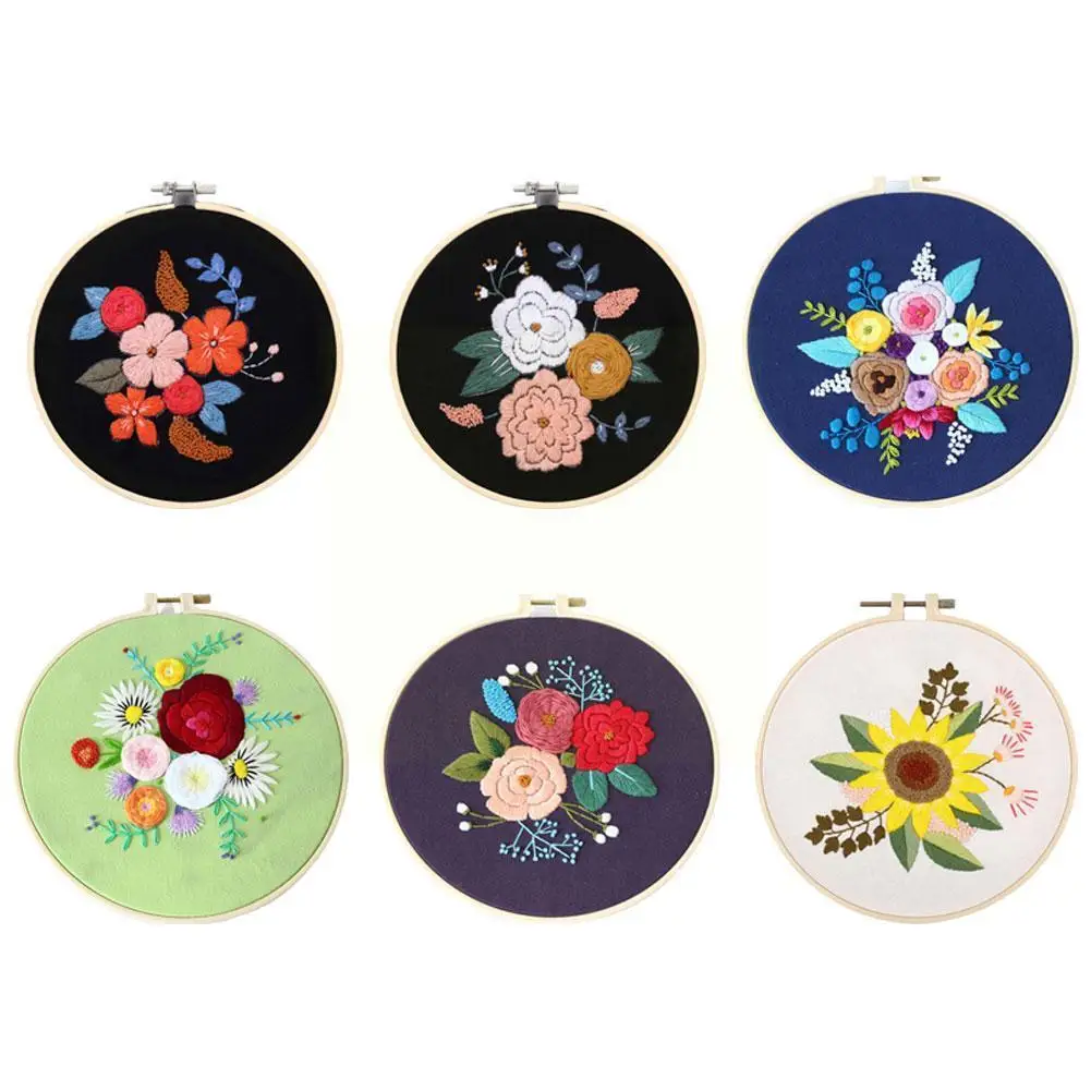 

Вышивка «сделай сам» цветок рукоделие для начинающих Набор для вышивки искусственная вышивка кольцо украшение для дома I5x6