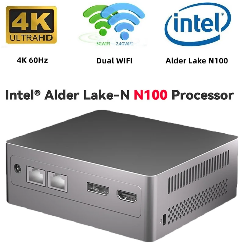 12th Gen Mini PC Intel N100 Quad Core MINI PC Windows 11 Pro DDR4 4800Hz 8GB  512GB SSD BT4.2 1000M Lan Desktop Gaming Computer