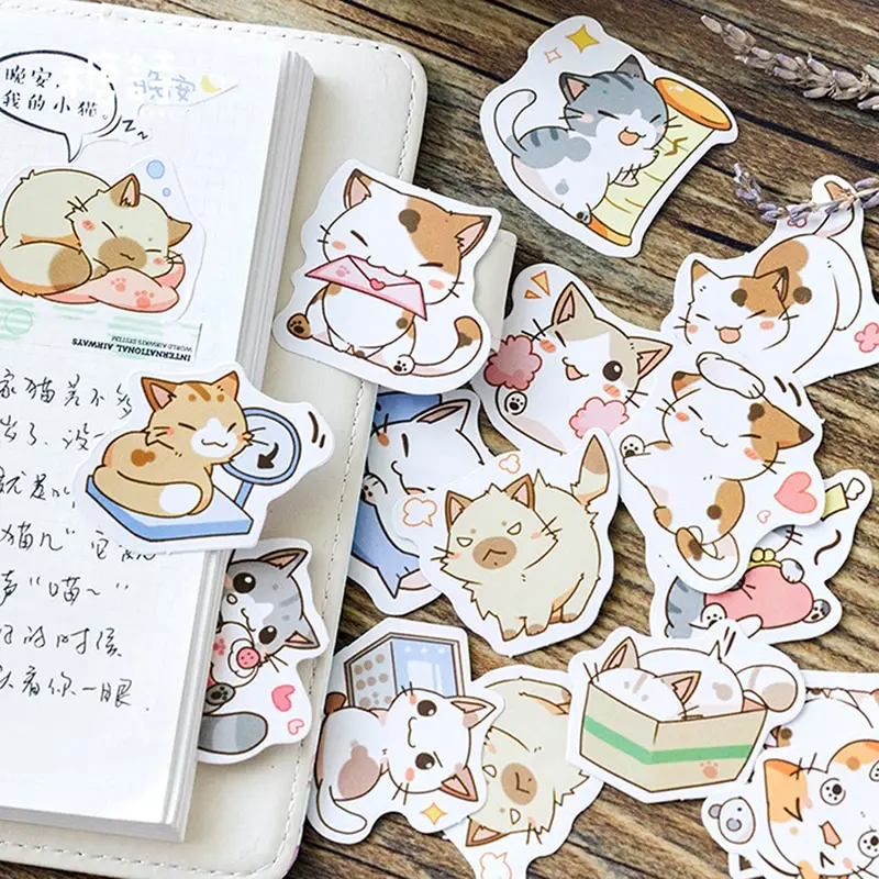 

45 Pcs/box My Naughty Cats Diy Mini Paper Sticker Diary Album Scrapbooking Decoration Sticker Kawaii Stationery