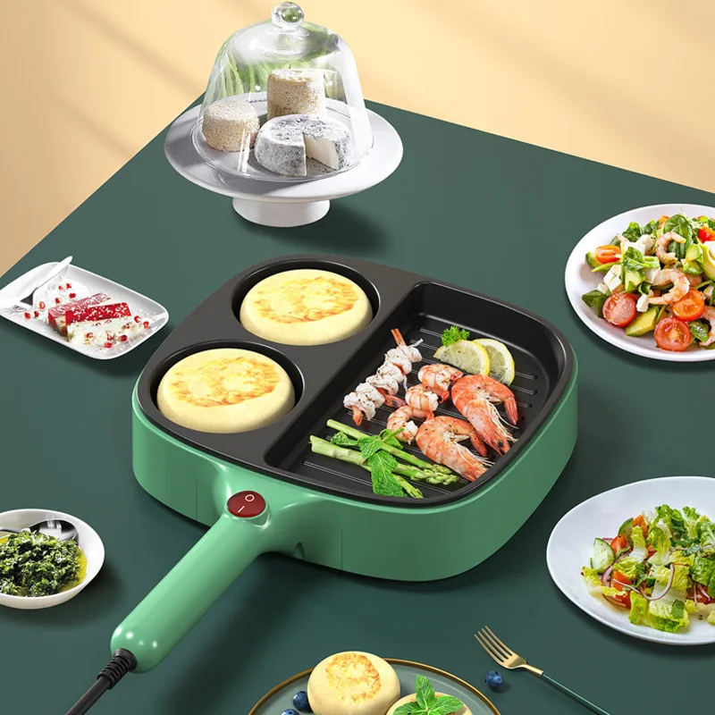 multifunctional 3in1 electric frying pan non stick smokeless steak egg omelette sausage cooker mini breakfast machine 110v 220v free global shipping