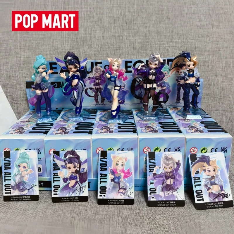 Фото Оригинальные Новые Горячие Новинки в Наличии: Фигурки Popmart League of Legends K/DA All Out Co-Branded Series, Слепые Коробки, Украшения, Игрушки №1