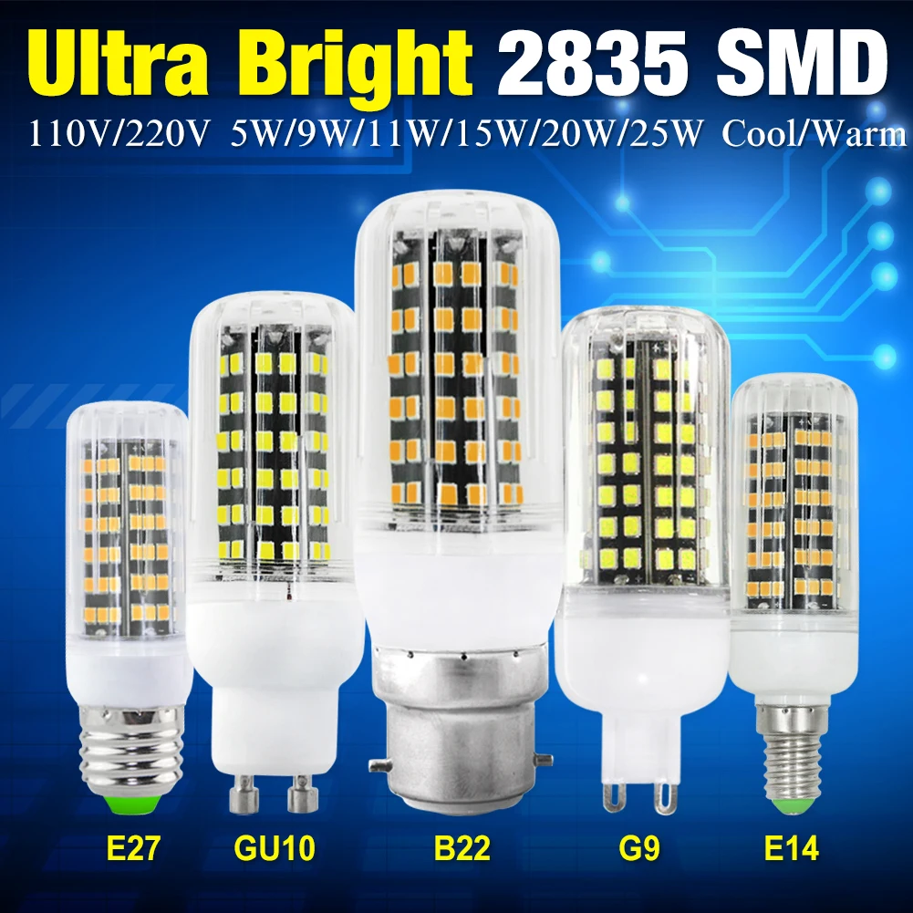 

E27 E14 G9 GU10 B22 SMD2835 Led Bulb Chandelier Lighting 220V Led Corn Lamp 42 84 112 123 144leds Lamp Light 240V Led Corn Bulb