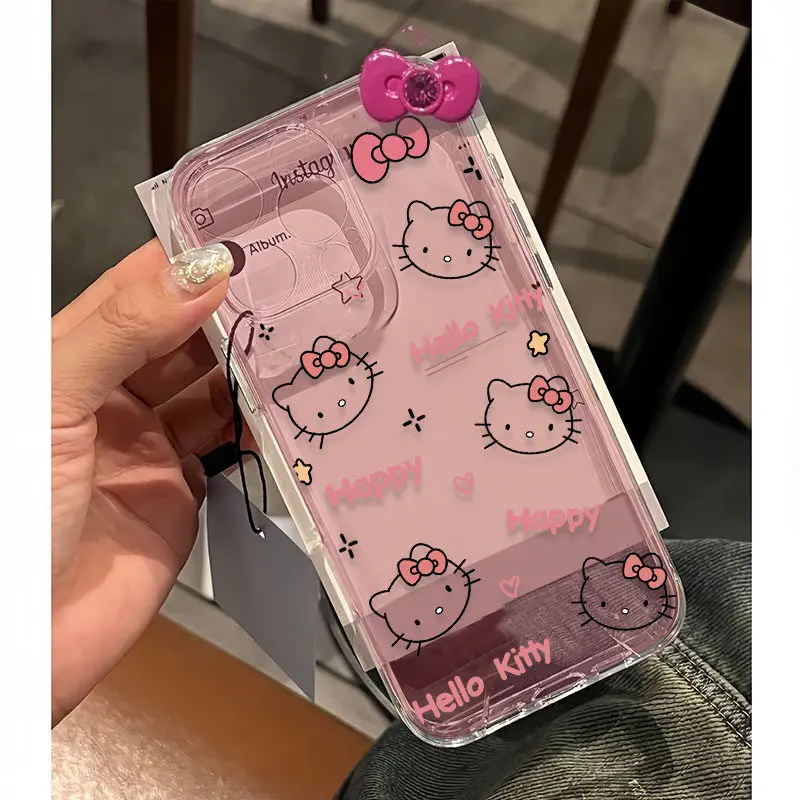 Чехол для VIVO Y28 Y76 Y75 Y02 Y02T Y02A Y11 V21 V23 Y33 Y51 Y31 Y17S Y50 Y30 V23E Y100 Y03 Y22 Y20 V30E kt Hello Kitty Bow 3D