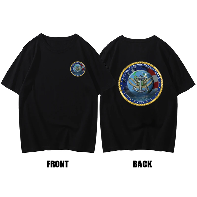 

US Office of Naval Intelligence T-shirt Military Theme Duplex Print Tee Tops Comfortable Tees Summer Style Breathable T-shirts