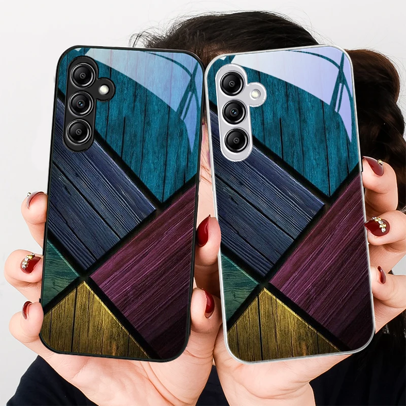 Colored brick wall for Samsung Galaxy A01 02 03 Core A04 A14 4G A13 54 34 31 20 25 23 22 5G S21 Ultra S20 glass phone case