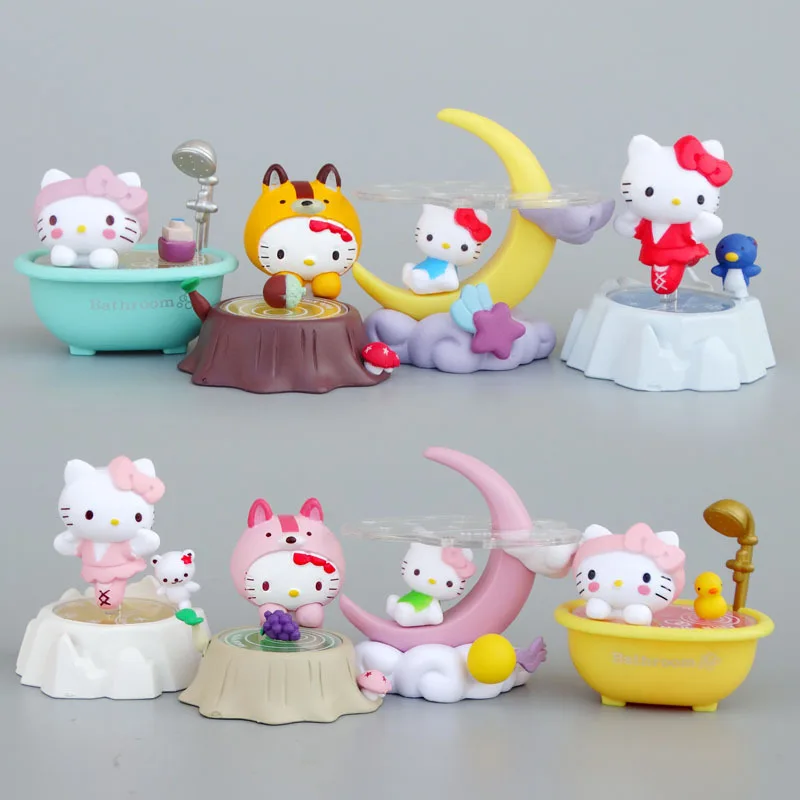 

8 шт. Sanrio мультфильм Kuromi My Melody Moon bath Hellokitty аниме экшн-фигурка кукла ПВХ торт настольный декор для комнаты детские подарки