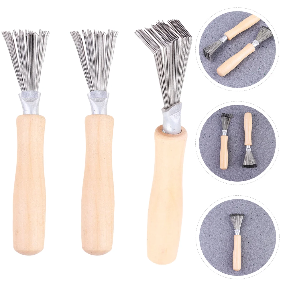 

3pcs Hair Brush Cleaning Rake Hair Pick Comb Clean Wooden Hair Brush Tool Comb Cleaner Brush Comb Cleaning Supplies