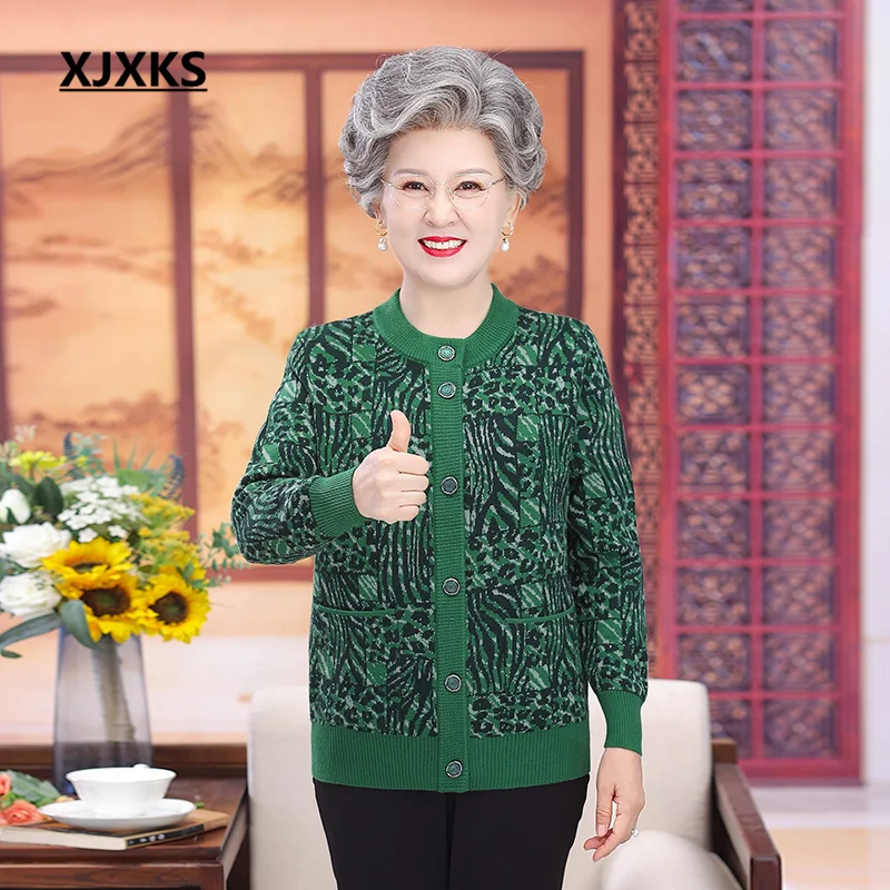 Однобортный Кардиган XJXKS с круглым вырезом и длинными рукавами Женская куртка