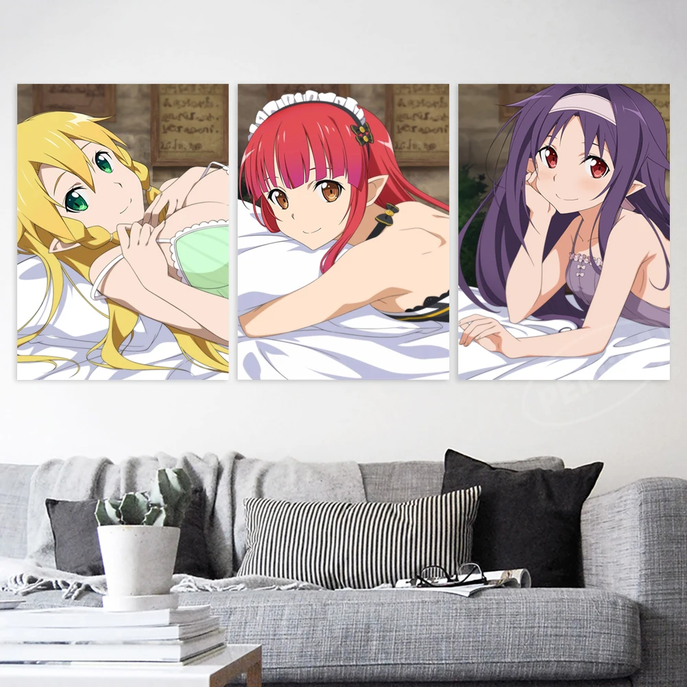 

Canvas Yuuki Asuna Pictures Sword Art Online Asada Shino Painting Home Decoration Kirigaya Suguha Prints Poster Living Room Wall