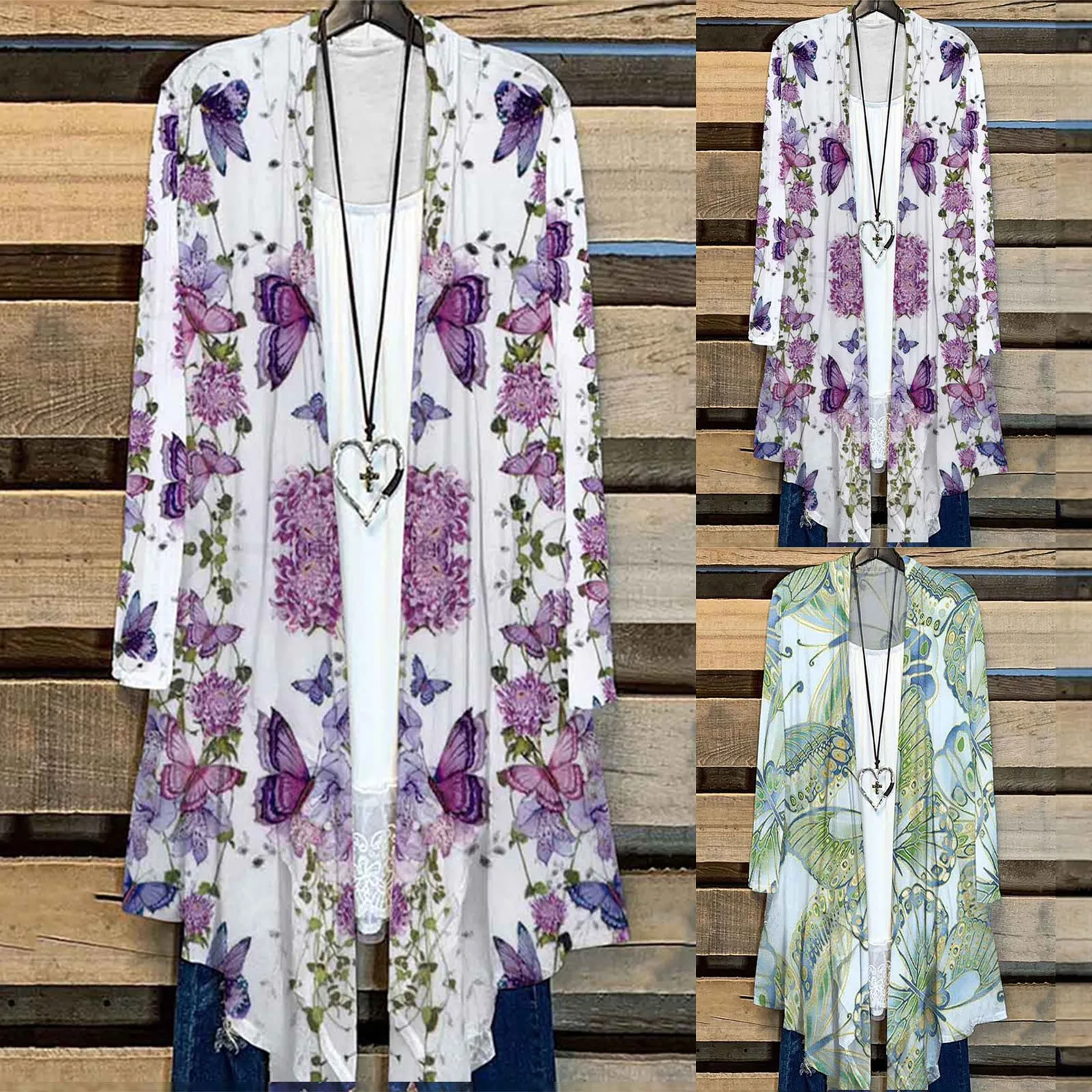 

Женский кардиган-кимоно с принтом, повседневный Укороченный кардиган-шаль