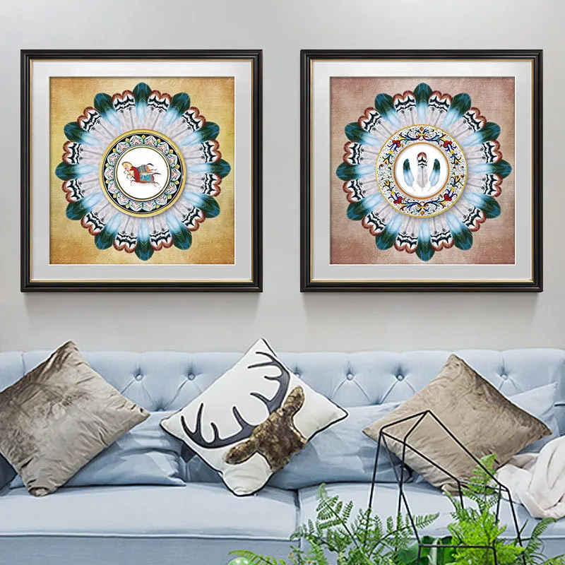

European and American Modern Decorative Painting Restaurant Mural Living Room Background Hanging Abstract